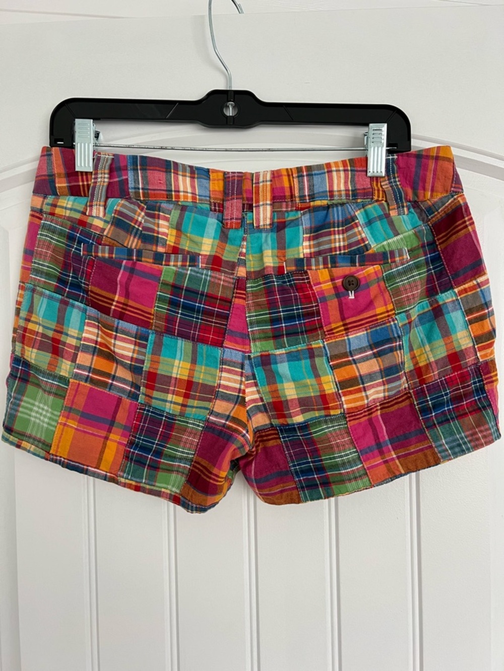 J.Crew City Fit Patchwork Madras Plaid Shorts Low Rise Size 6 Preppy Y2K - Picture 2 of 8